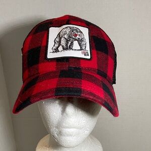 Red and Black Plaid Anti-Bullying “Don’t Poke the Bear” Patch Cap NWT